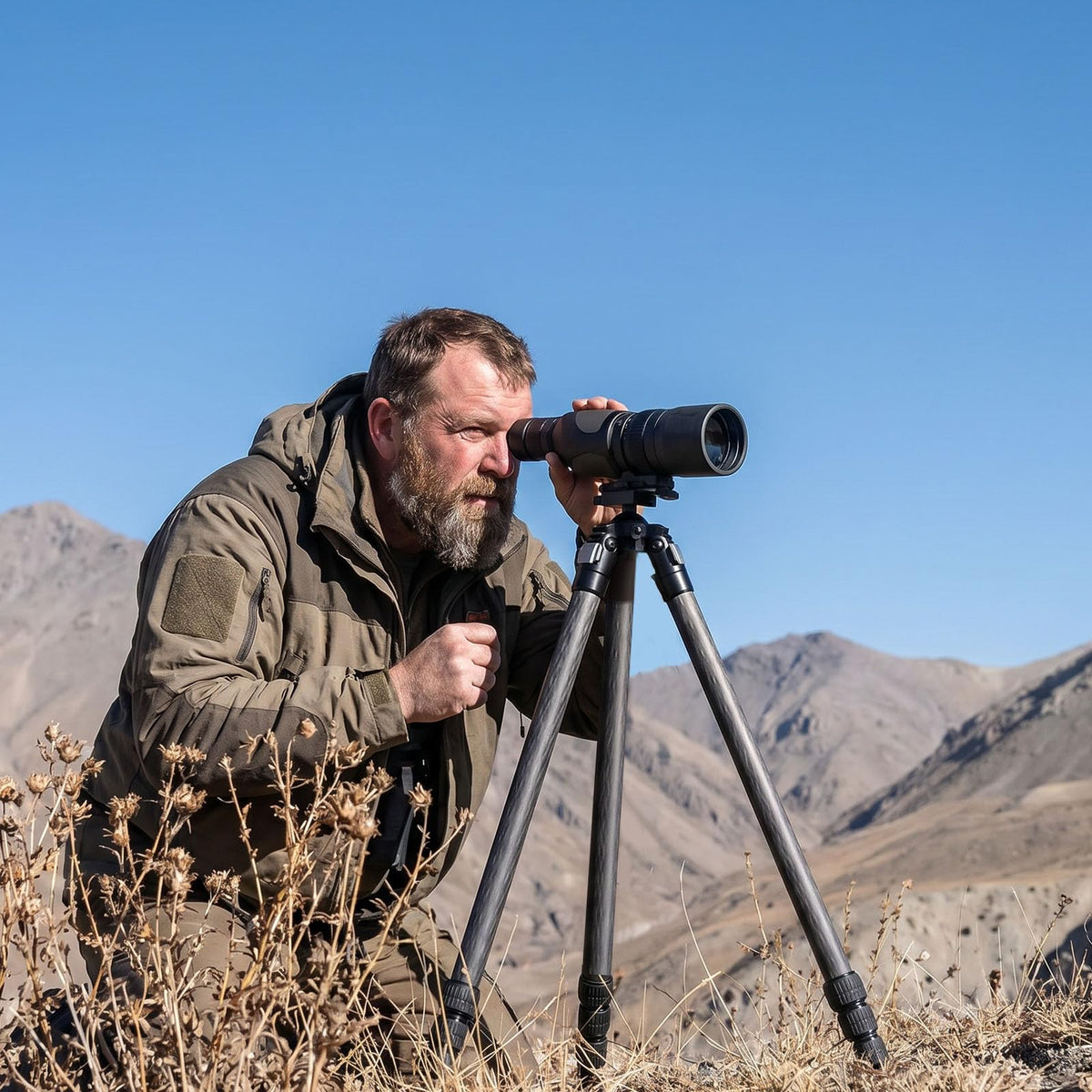Carbon Fiber Hunting Tripod with Bubble Level and Ball Head V225