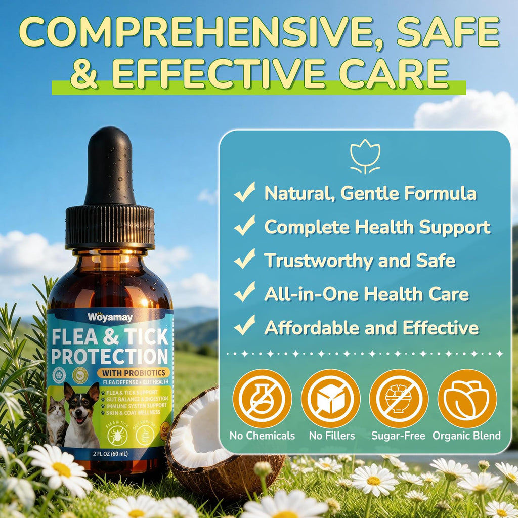 Flea and Tick Prevention Drops with Probiotics E554