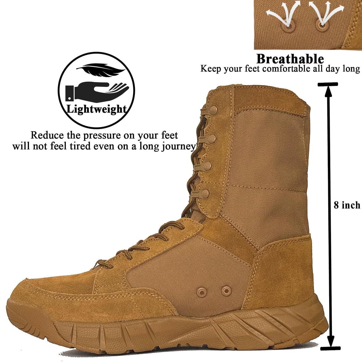Coyote Brown Lace Up Tactical Boots V9326