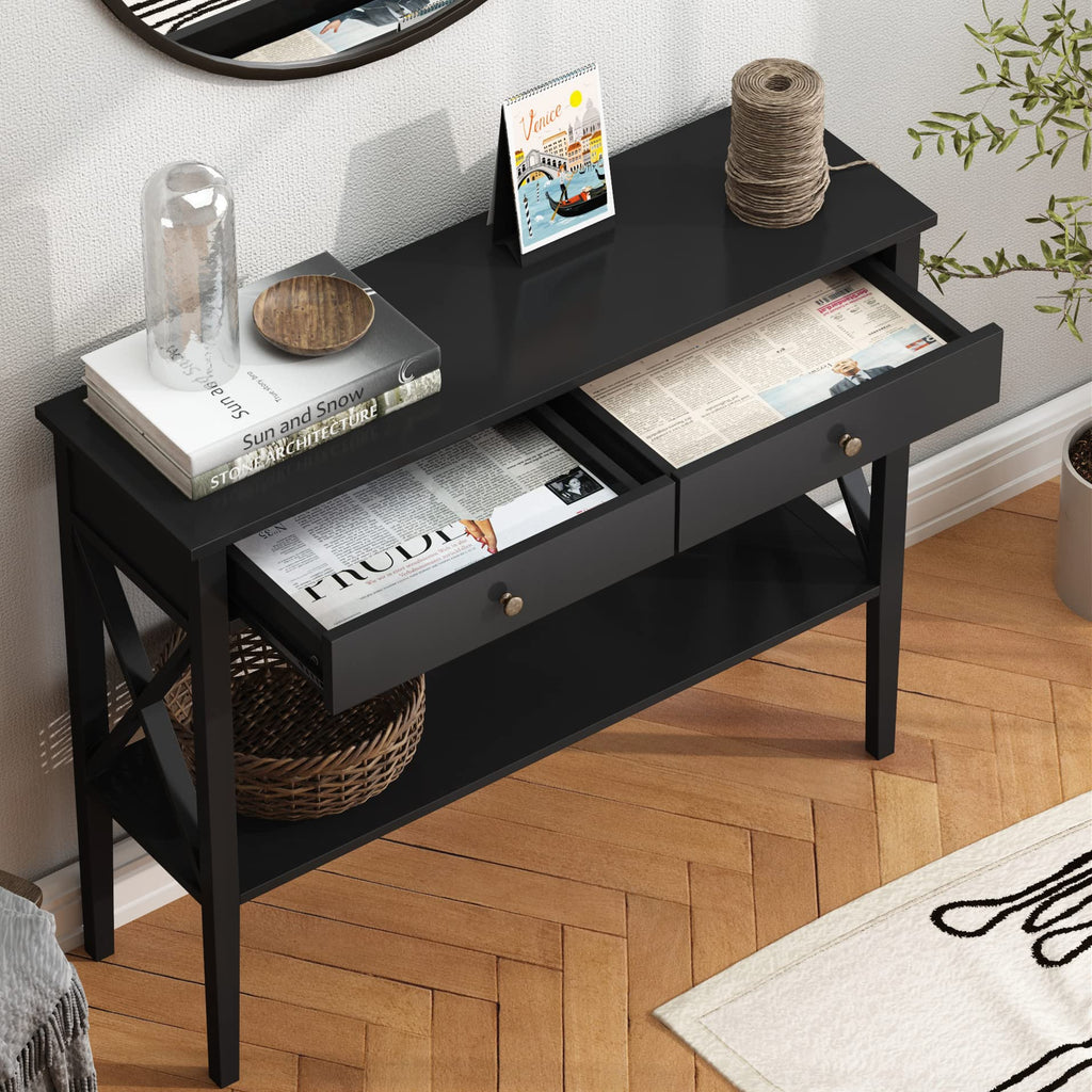 39" Entryway Table with Drawers and Storage Shelf X817476