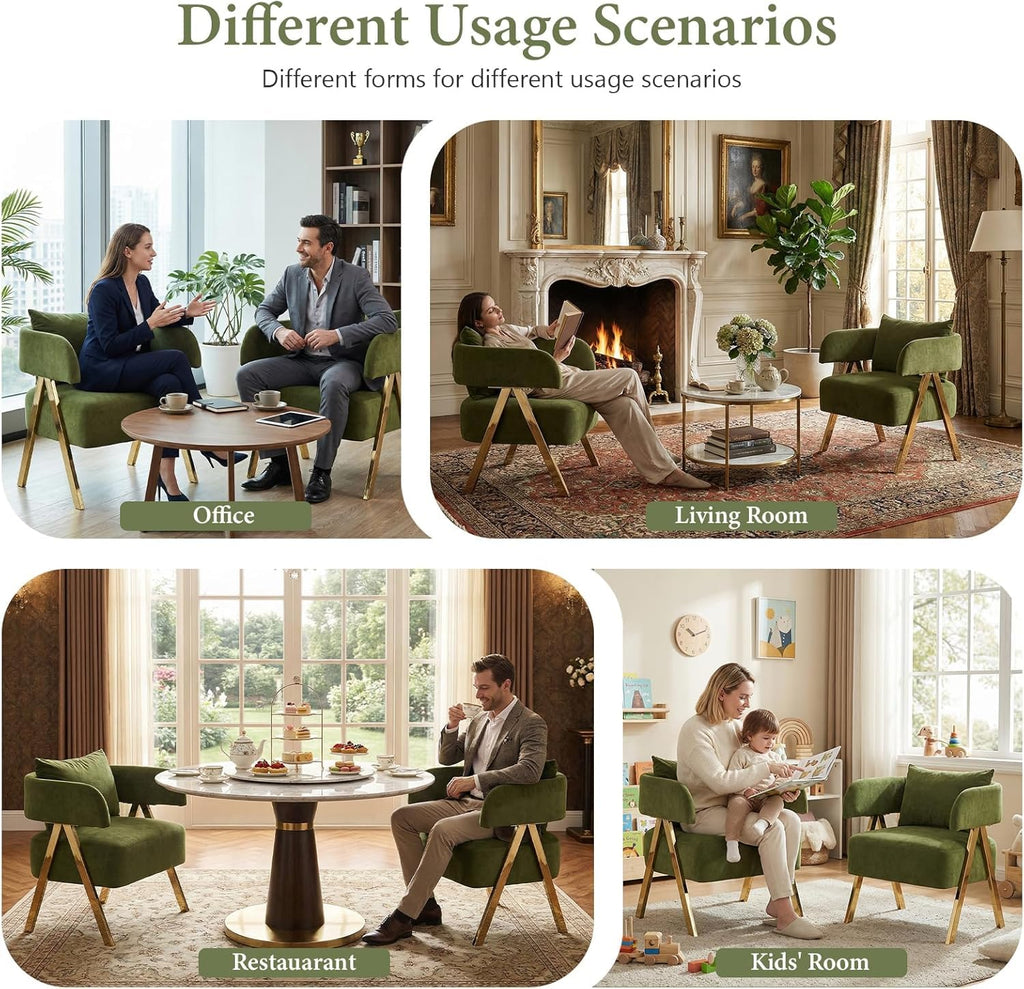 Green Velvet Accent Chairs Set of 2 G249597