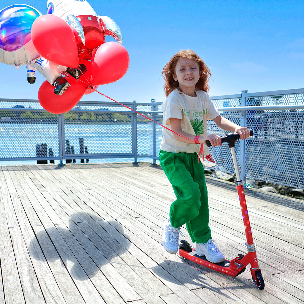 2-Wheel Light-Up Kick Scooter with Adjustable Handlebar and Rear Brake X207