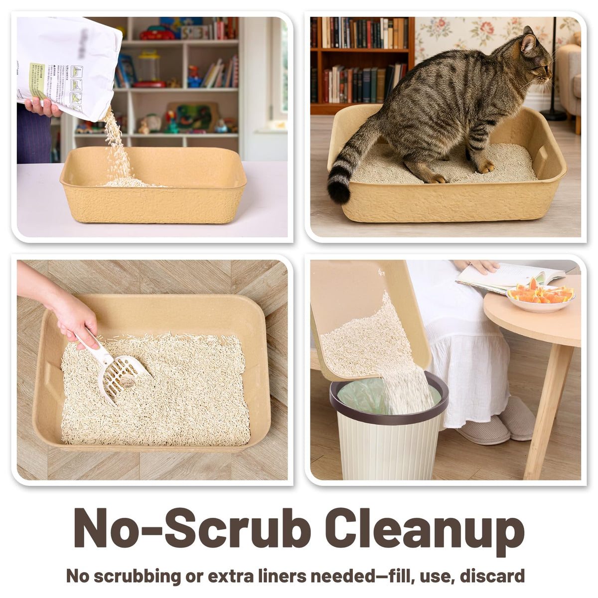 4 Pack Disposable Cardboard Cat Litter Boxes R329