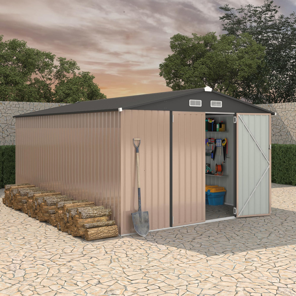 10X14 Ft Galvanized Steel Metal Storage Shed D211897