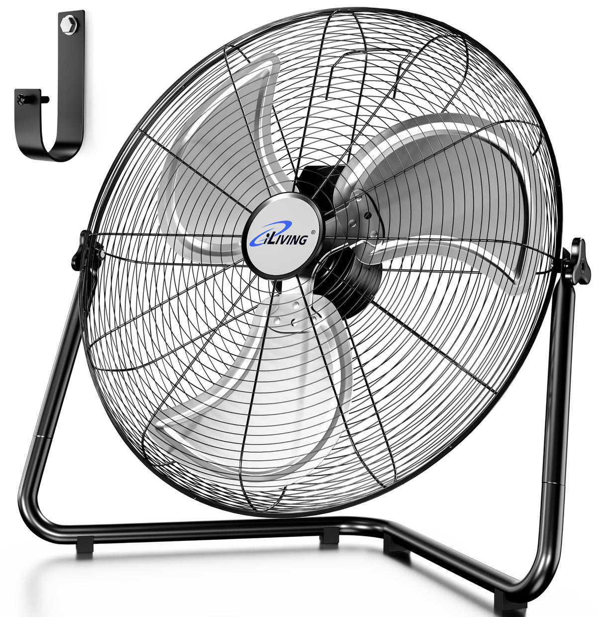 20 Inch Heavy Duty Floor & Wall Mount Fan, 3-Speed Black Q682069