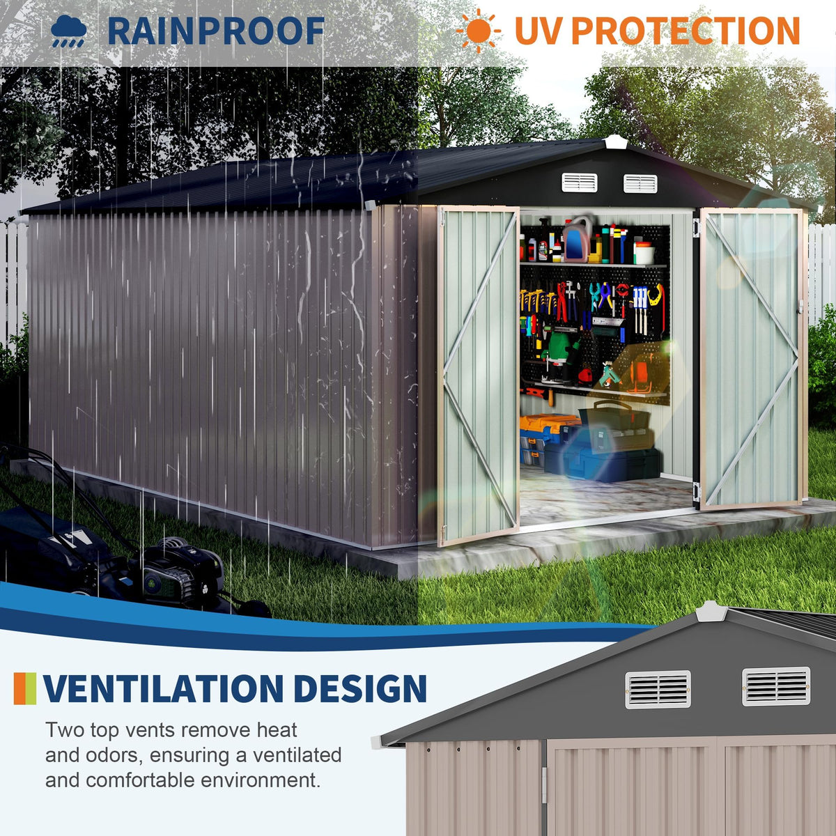 10X14 Ft Galvanized Steel Metal Storage Shed D211897