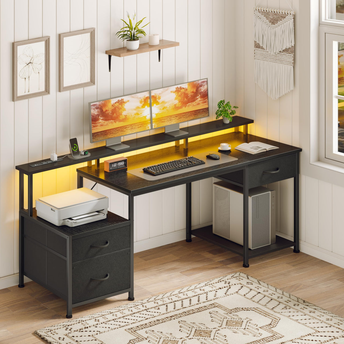 55" Computer Desk with File Drawer J2817