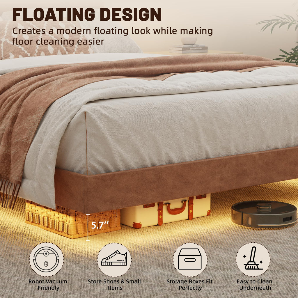 Queen Floating Bed Frame with LED Lights N261781