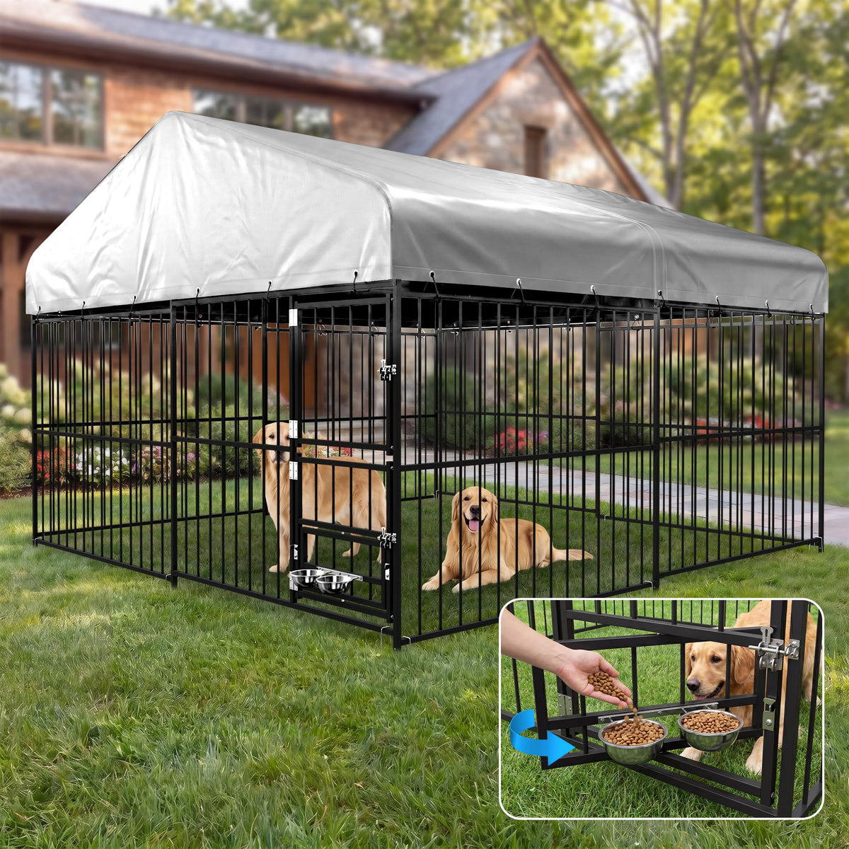10×10FT Outdoor Dog Kennel with Roof H972315
