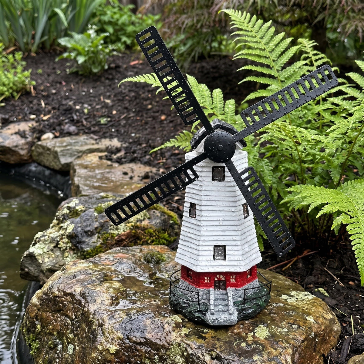Solar Powered Lighthouse Statue 13 inch S35133