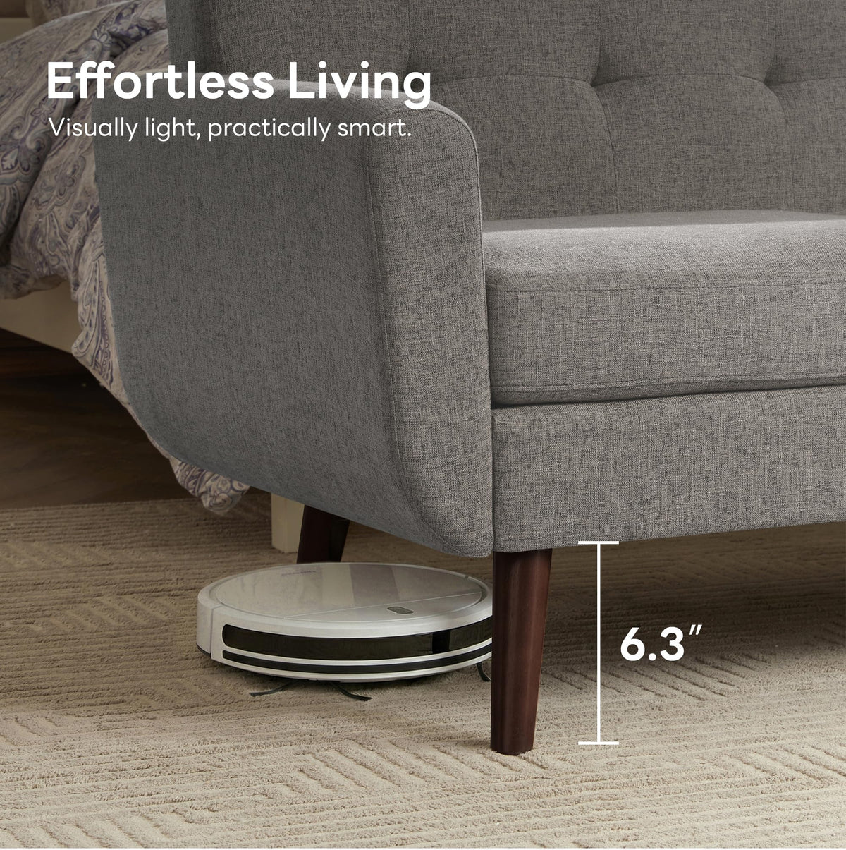 65" Grey Button Tufted Upholstered Loveseat Sofa E4553