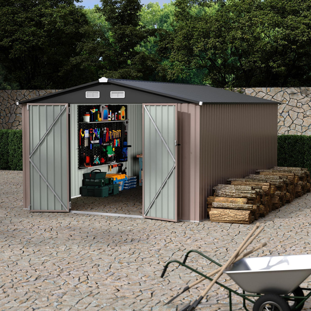 10X14 Ft Galvanized Steel Metal Storage Shed D211897