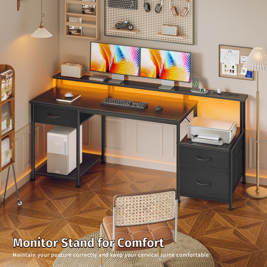 55" Computer Desk with File Drawer J2817